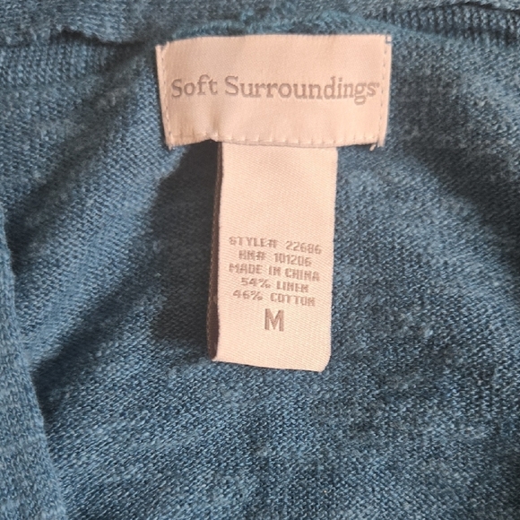 Soft Surroundings Blue Cardigan Sweater with Buckle Front Womens Medium New - Picture 2 of 6